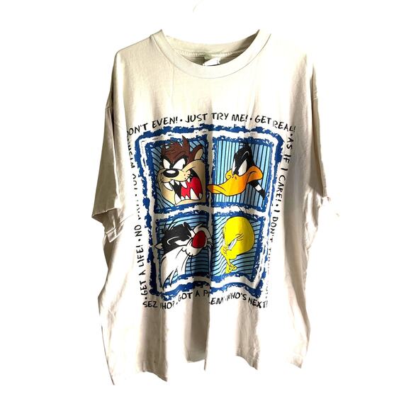 Vntg 90s Looney Tunes Graphic T-Shirt sz 22W 24W Single Stitch Graphic Tee Plus - Picture 1 of 6